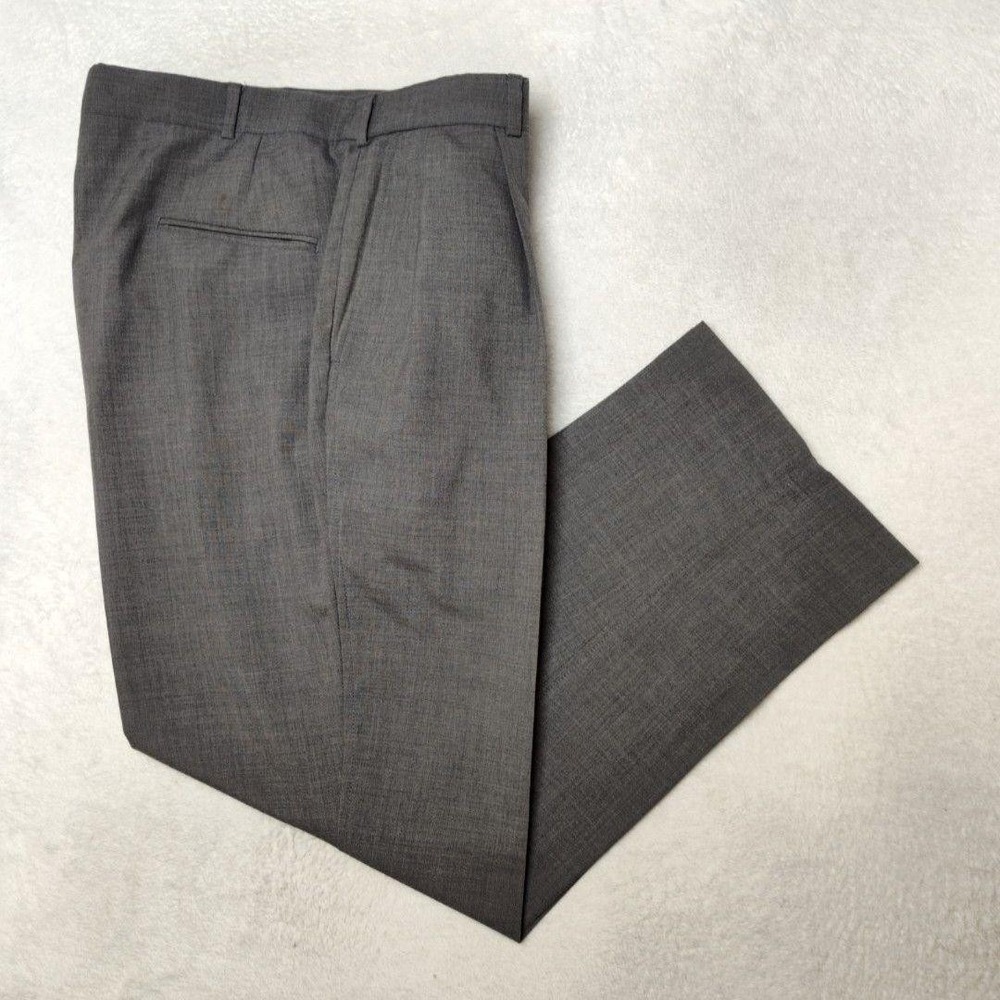 Lands End Pants Men 35x30 Gray Wool Blend Pleated Dress Slacks Trousers USA Made